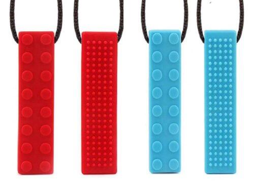 blue and red brick necklace